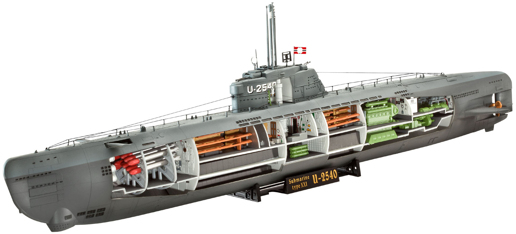 Model de submarin asamblat Revell - U-Boat Type XXI (05078)