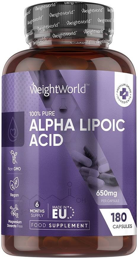 100% Pure Alpha Lipoic Acid, 650 mg, 180 capsule, Weight World