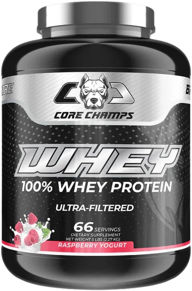 100% Whey Protein Ultra-Filtered, zmeură cu iaurt, 2270 g, Core Champs by Kai Greene