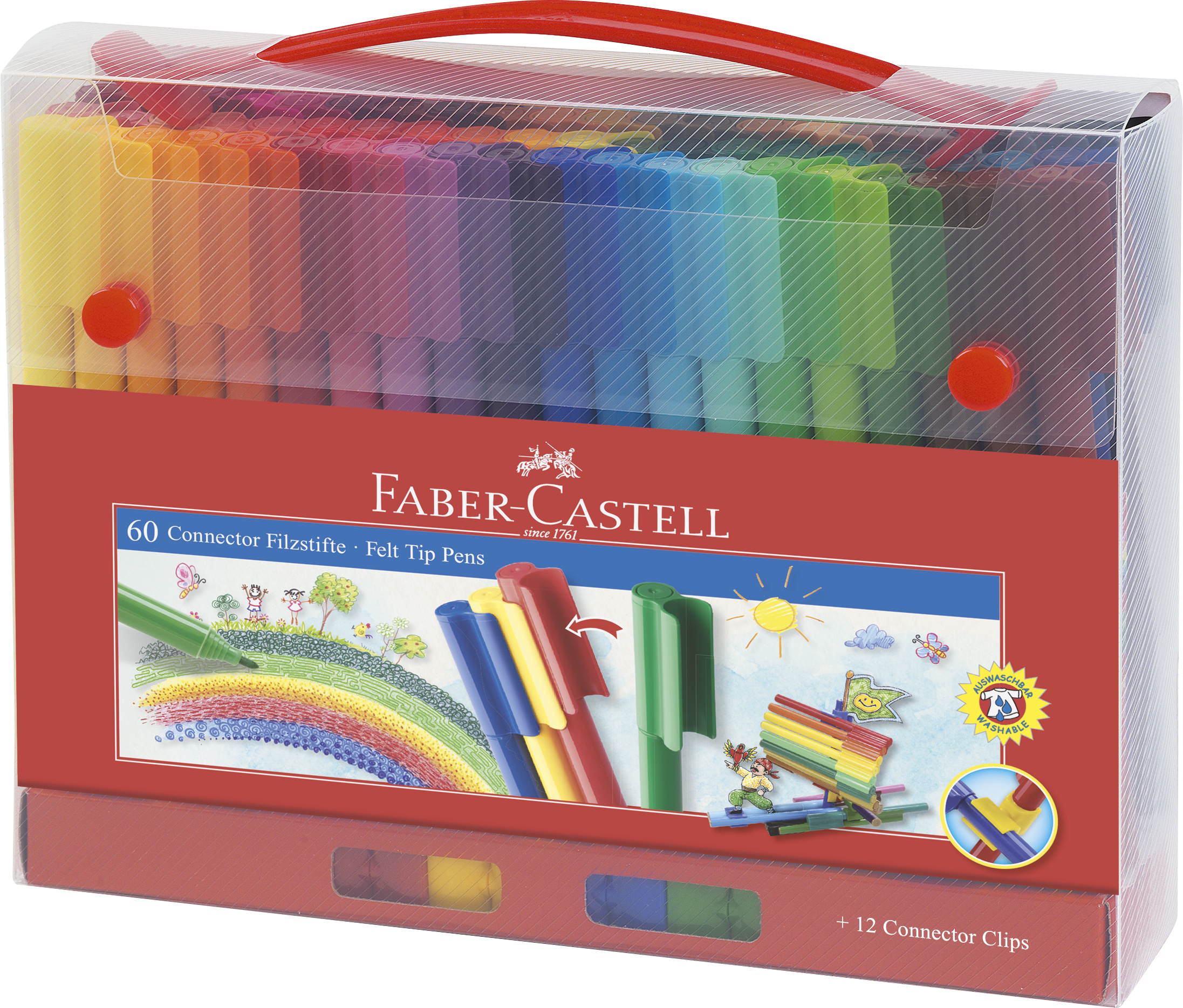 Carioci colorate Faber-Castell Connector - 60 bucati