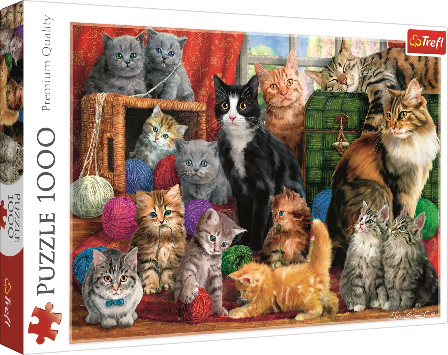 Puzzle Trefl din 1000 de piese - Intalnirea pisicilor, Marcello Corti