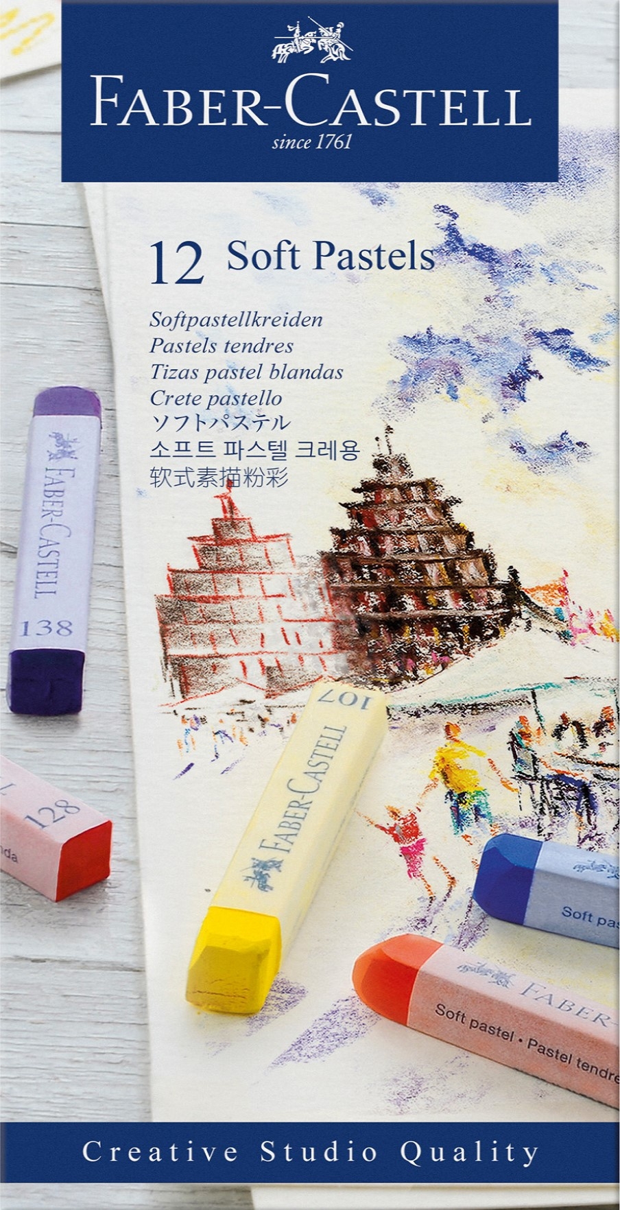 Pasteluri uscate Soft Faber-Castell - Creative Studio, 12 bucati