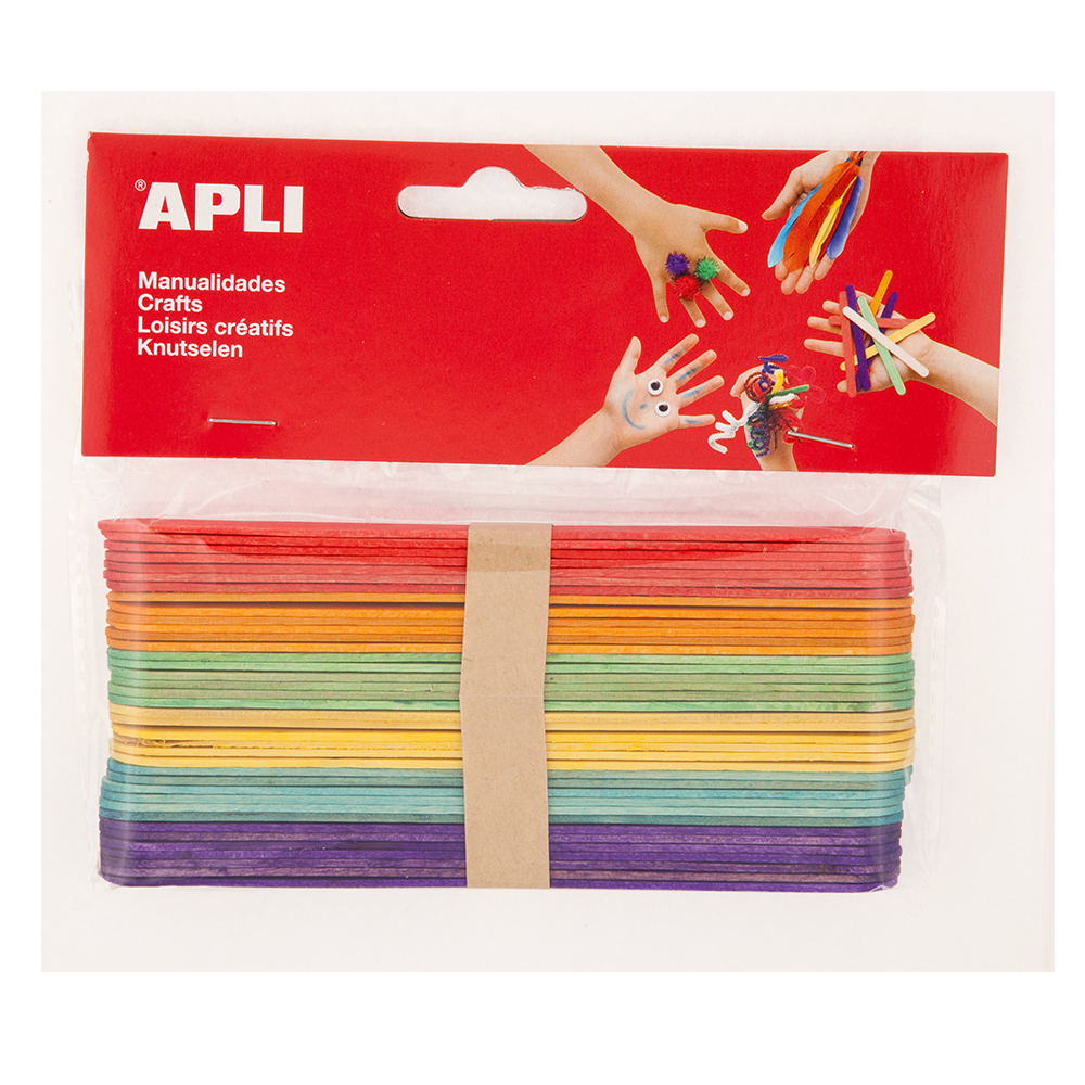 Betisoare late din lemn APLI - Colorate,  15 х 1,8 cm