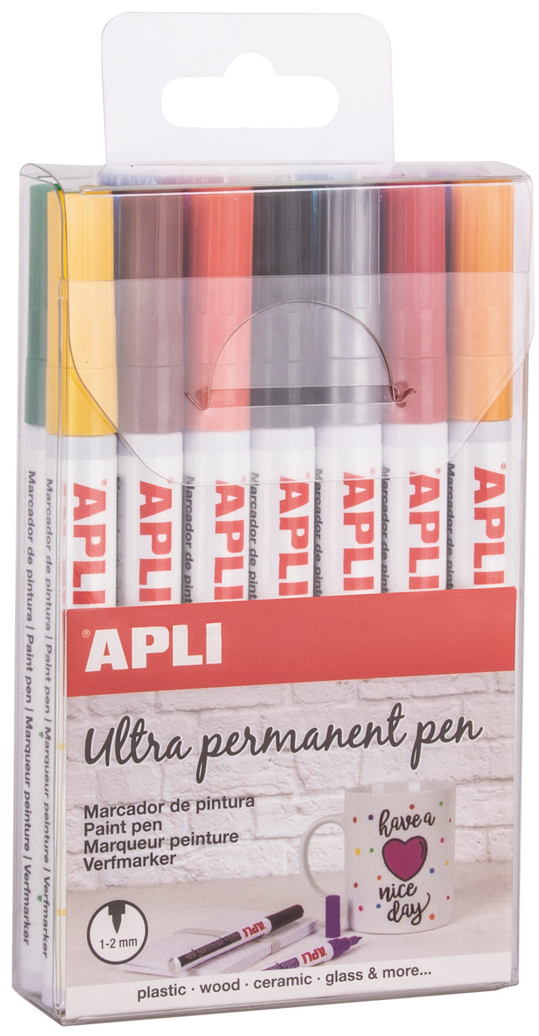Set markere permanente APLI - 14 culori, Extra Fine