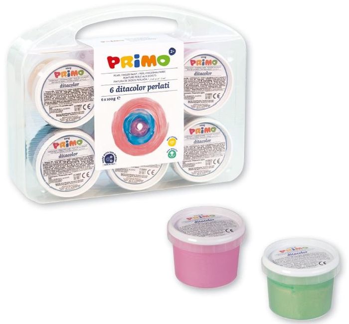 Vopsea pentru pictura cu degetele Primo - Perlate, 6 х 100 g, in cutie