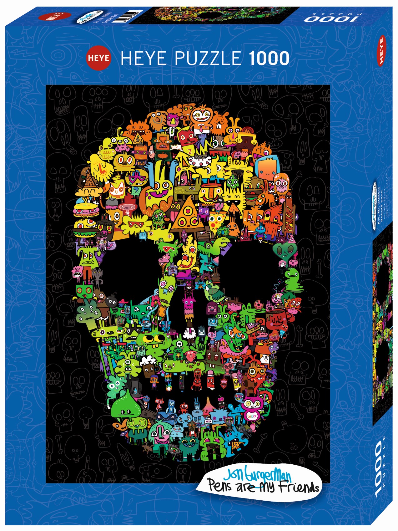 Puzzle Heye din 1000 de piese - Schita cu craniu, John Burgerman