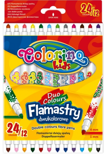 Carioci cu doua varfuri - Set de 24 de culori