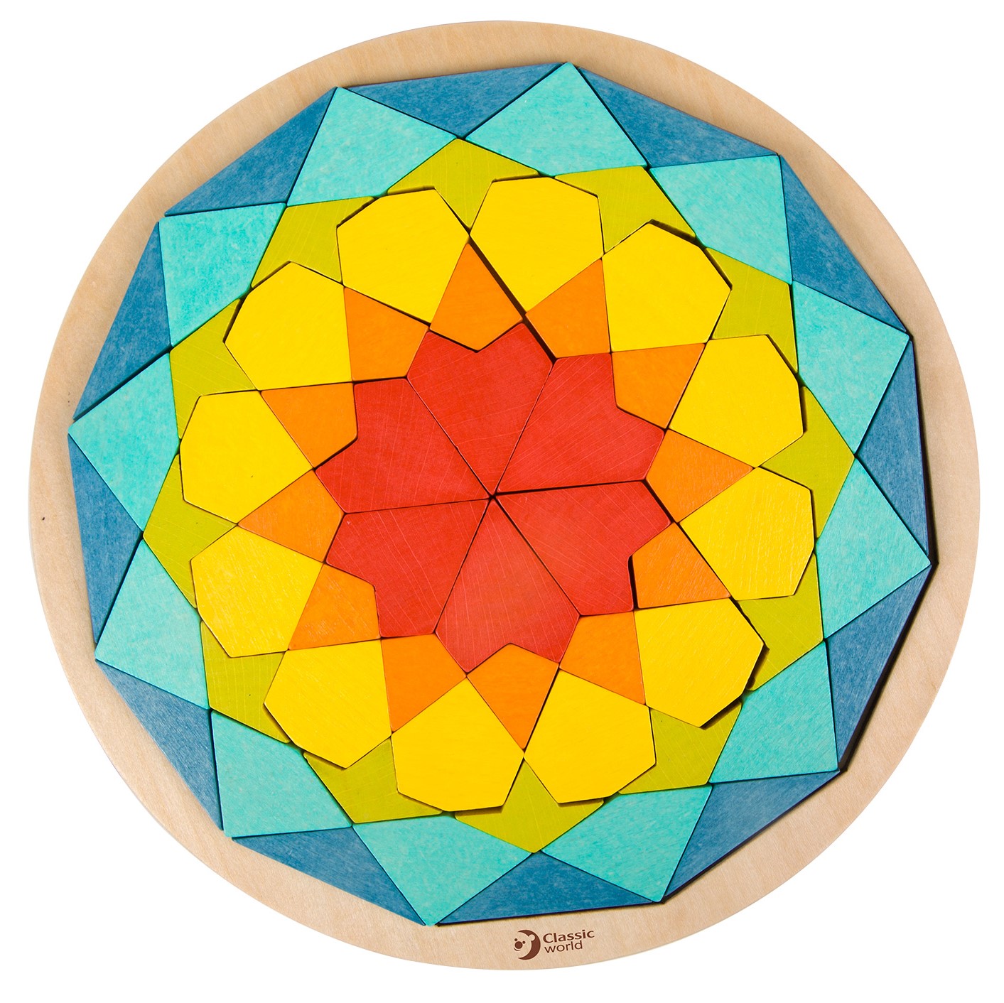 Puzzle din lemn Classic World - Rotund si colorat