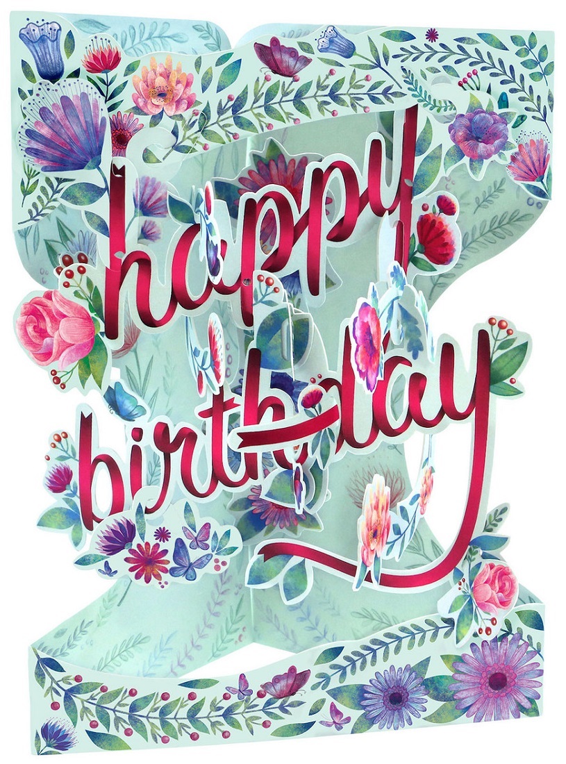 Felicitare 3D Santoro Swing - Happy Birthday, Floral