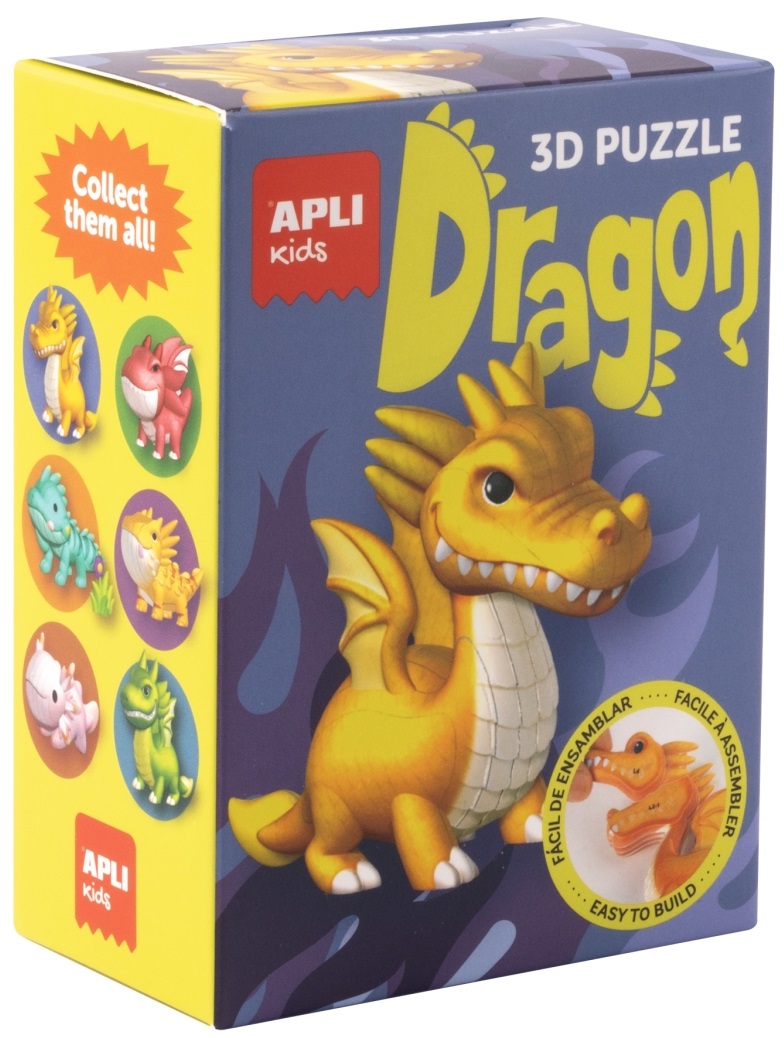 3D puzzle Apli Kids - Dragon, dragon galben