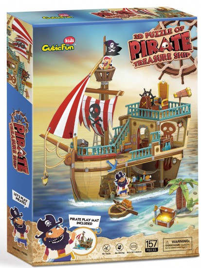 Puzzle 3D Cubic Fun din 157 de piese - Nava de pirați