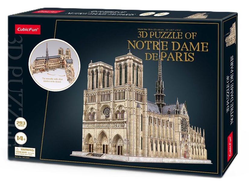 Puzzle 3D Cubic Fun din 293 de piese - Catedrala Notre-Dame