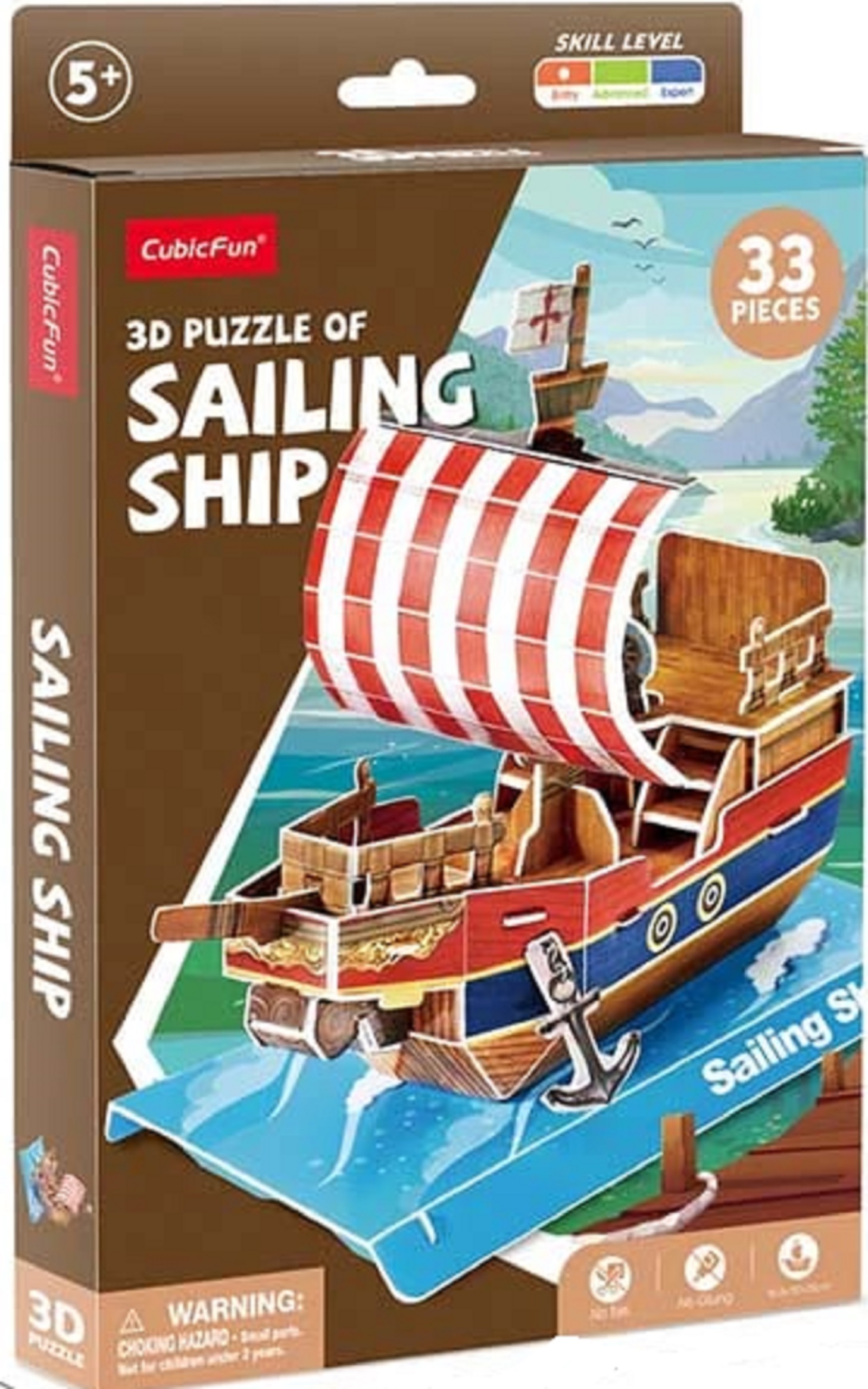 3D Puzzle Cubic Fun din 33 piese- Navă cu pânze