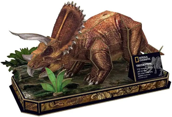 Puzzle 3D Cubic Fun din 44 de piese - Triceratops