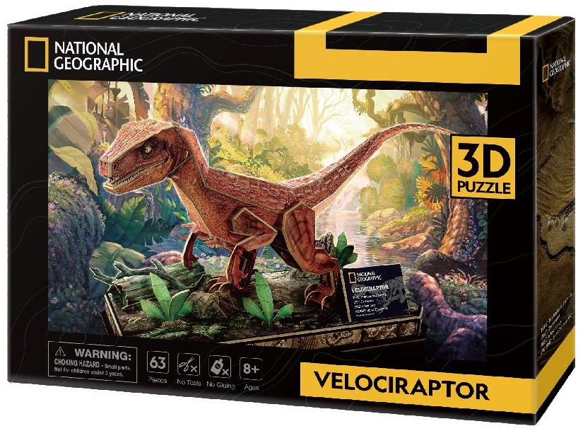 Puzzle 3D Cubic Fun din 63 de piese - Velociraptor