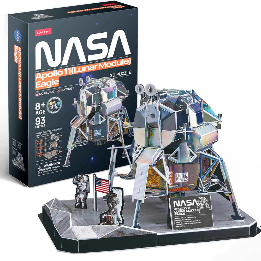 3D Puzzle Cubic Fun din 93 piese- NASA Modulul lunar Eagle al misiunii Apollo 11