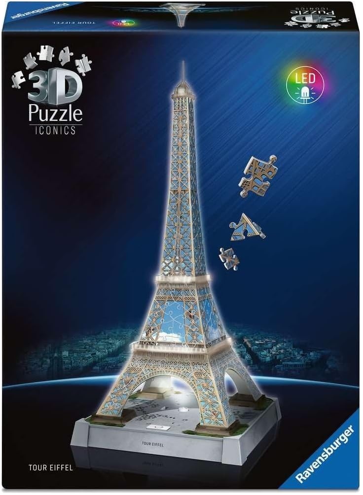 3D Puzzle Ravensburger din 216 piese - Turnul Eiffel cu lumini