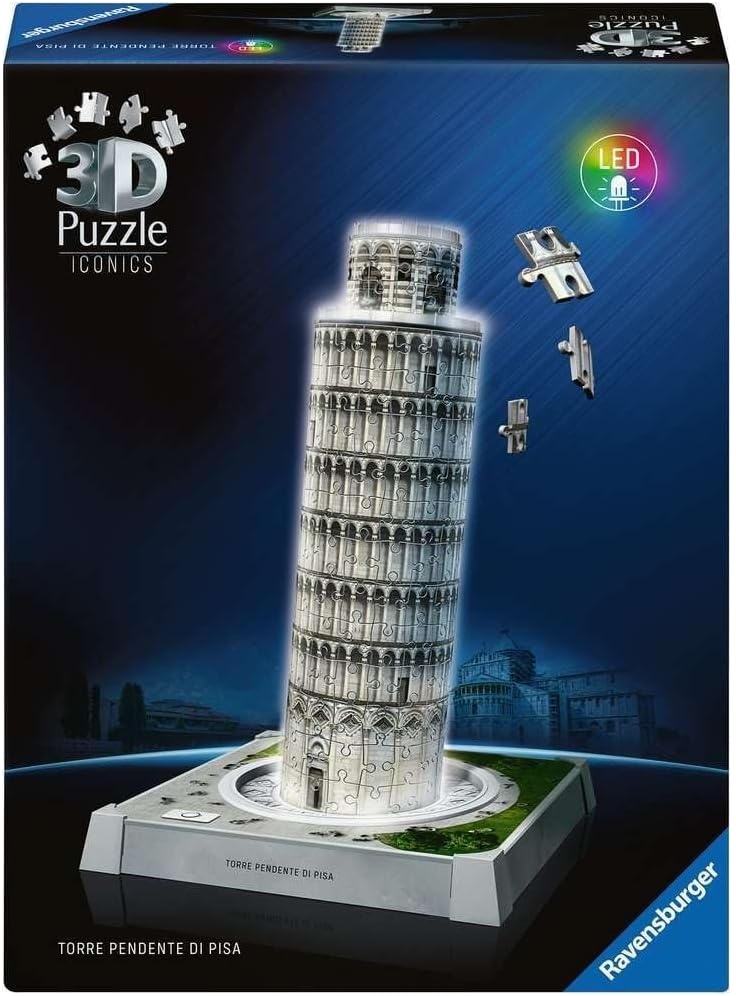 3D Puzzle Ravensburger din 216 piese - Turnul înclinat din Pisa cu lumini