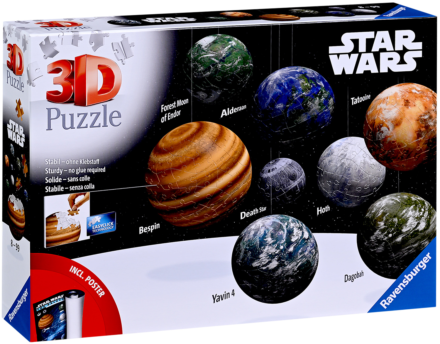 3D Puzzle Ravensburger din 531 piese - Planetele din Războiului Stelelor