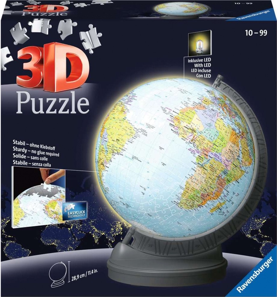 Puzzle 3D Ravensburger din 540 de piese - Glob cu lumină