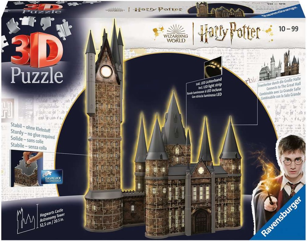 Puzzle 3D Ravensburger din 540 de piese - Harry Potter: Castelul Hogwarts, Turnul Astronomic