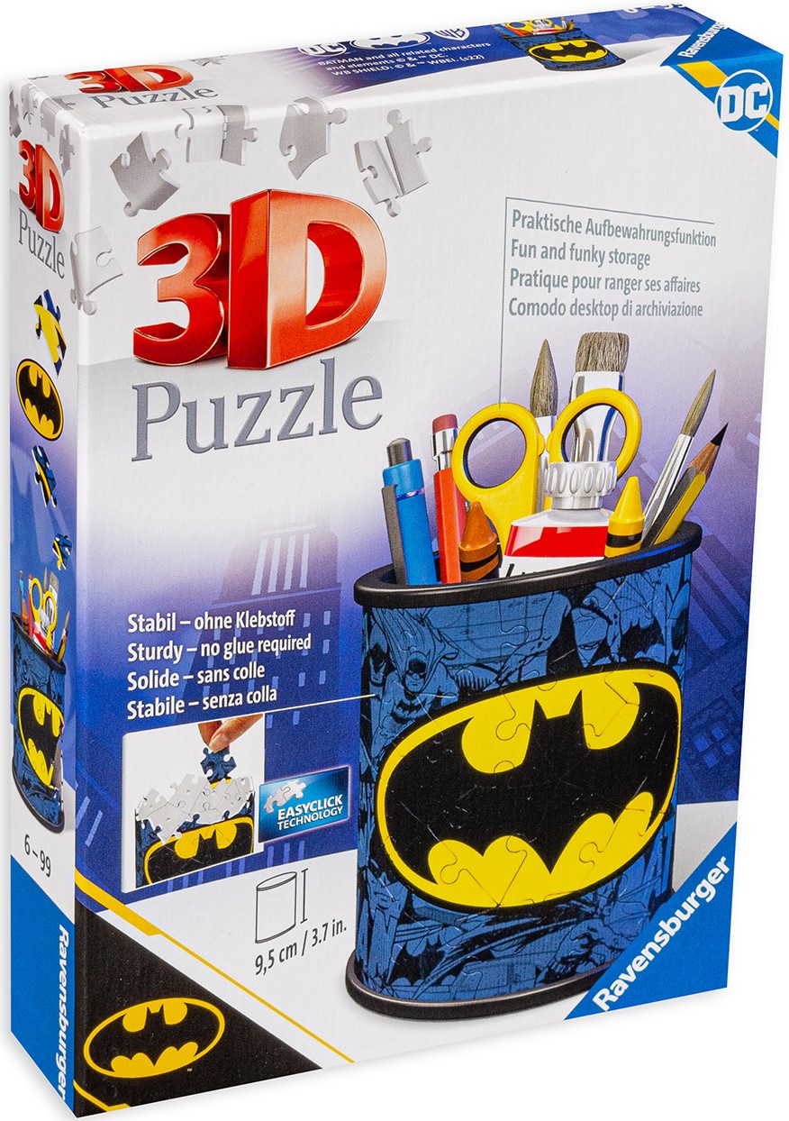 Puzzle 3D Ravensburger din 54 de piese - Batman, trusa pentru creioane