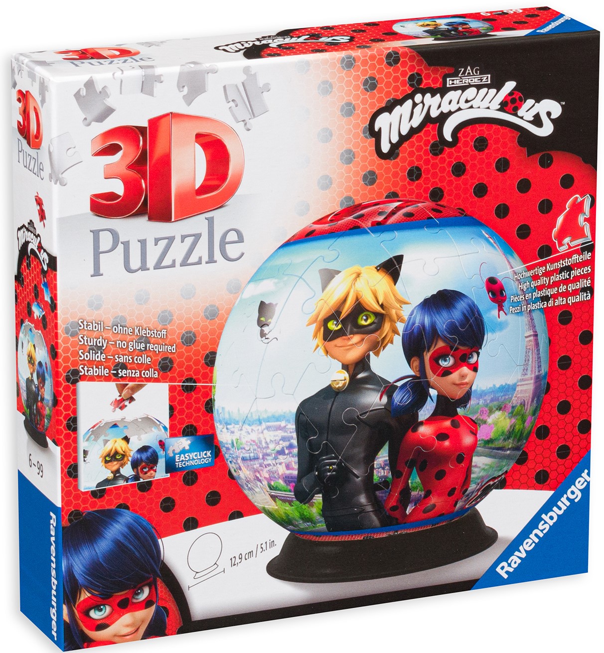 Puzzle 3D Ravensburger din 72 de piese - Buburuza și pisica neagră