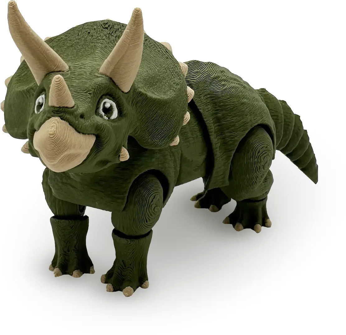 Print 3D de la 3D Morph Lab  - Dinozaur, Triceratops, mediu, verde închis