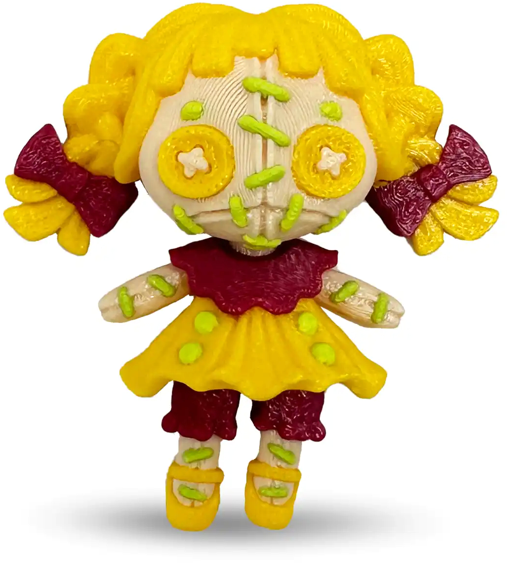 Print 3D de la 3D Morph Lab  - Figura Creepy Doll, mini, galben și violet