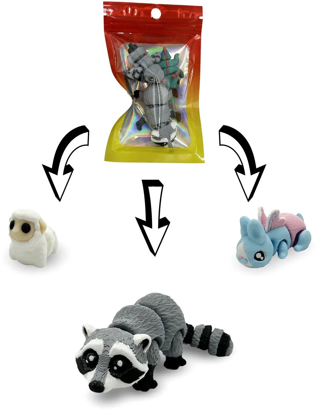 Print 3D de la 3D Morph Lab  - Set mini raton, gri, asortiment