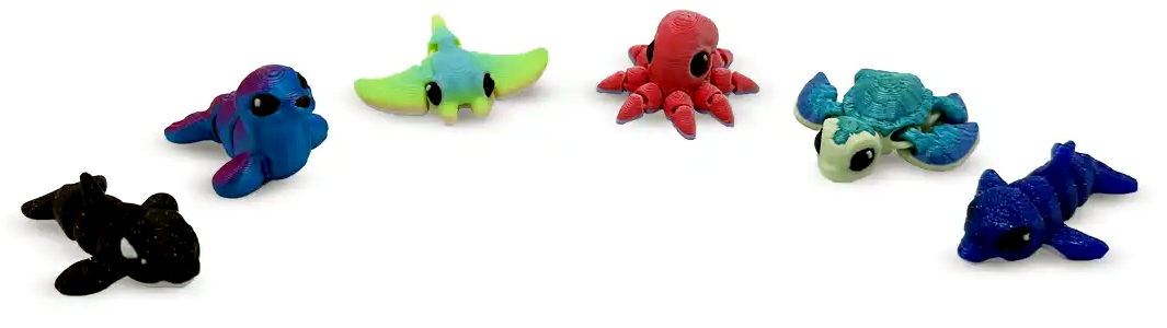 Print 3D de la 3D Morph Lab  - Set de 6 microfigurine, ocean