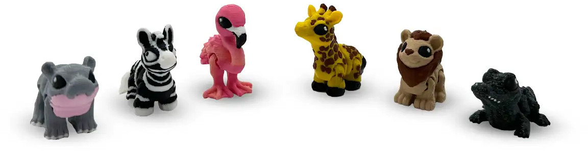 Print 3D de la 3D Morph Lab  - Set de 6 microfigurine, safari