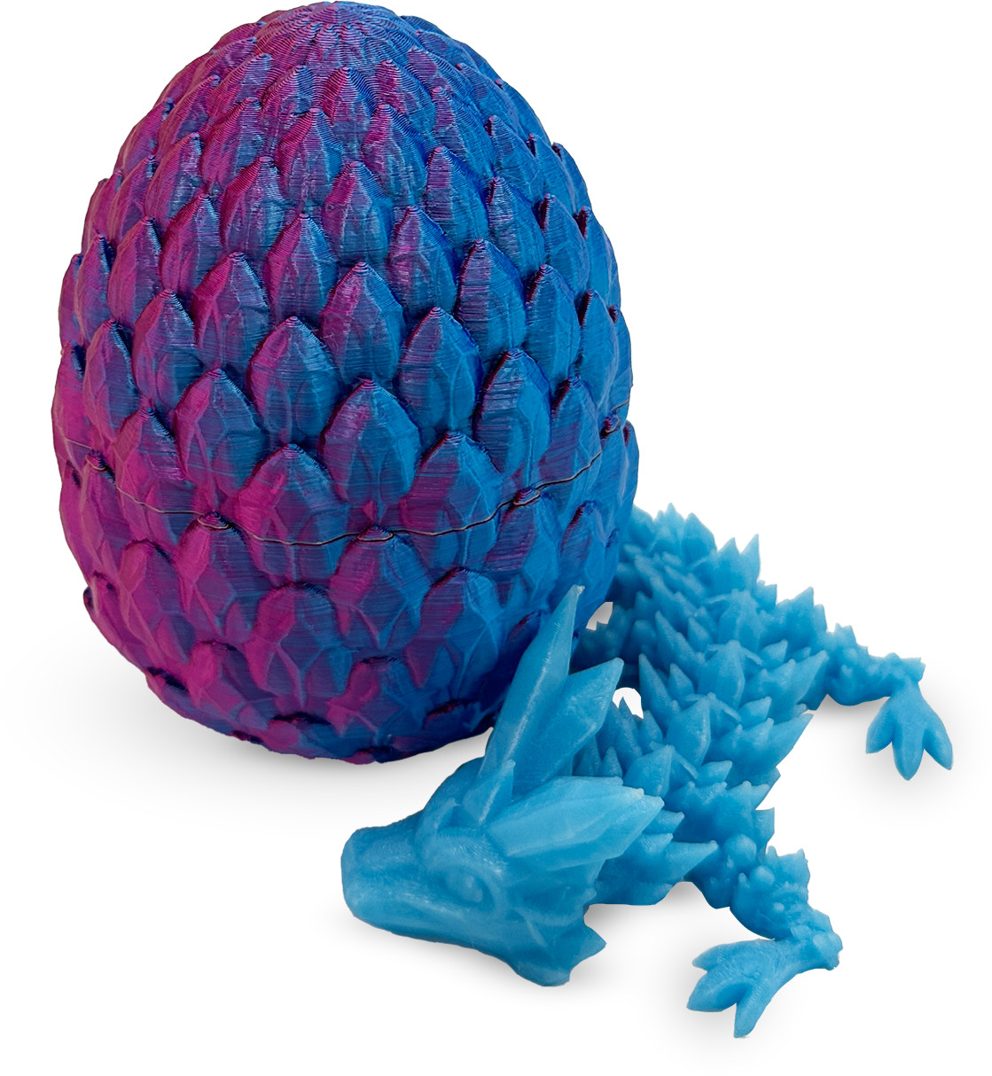 Print 3D de la 3D Morph Lab  - Ou cu pui de dragon , scale, albastru-roșu