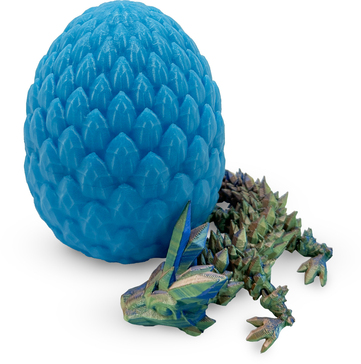 Print 3D de la 3D Morph Lab  - Ou cu pui de dragon , scale, albastru, luminescent
