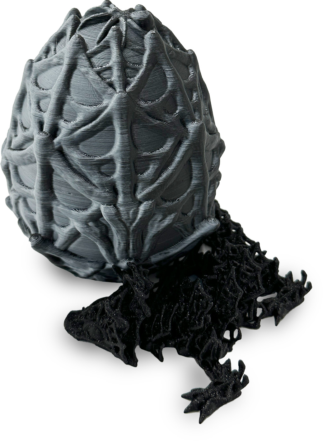 Print 3D de la 3D Morph Lab  - Ou cu pui de dragon , webbed, alb-negru