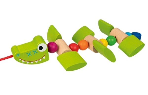 Jucarie din lemn de tras Goki - Crocodil