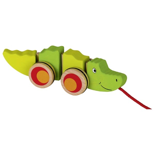 Jucarie din lemn de tras Goki - Crocodil