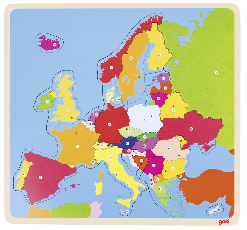 Puzzle din lemn Goki - Europa