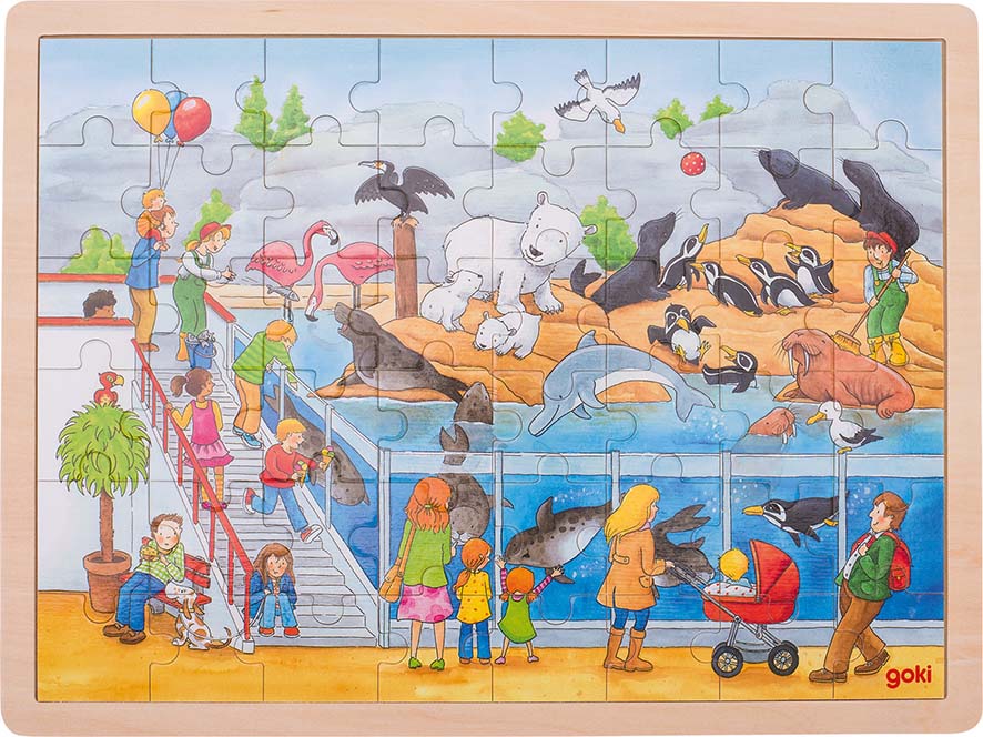 Puzzle din lemn Goki - Vizita la gradina zoologica