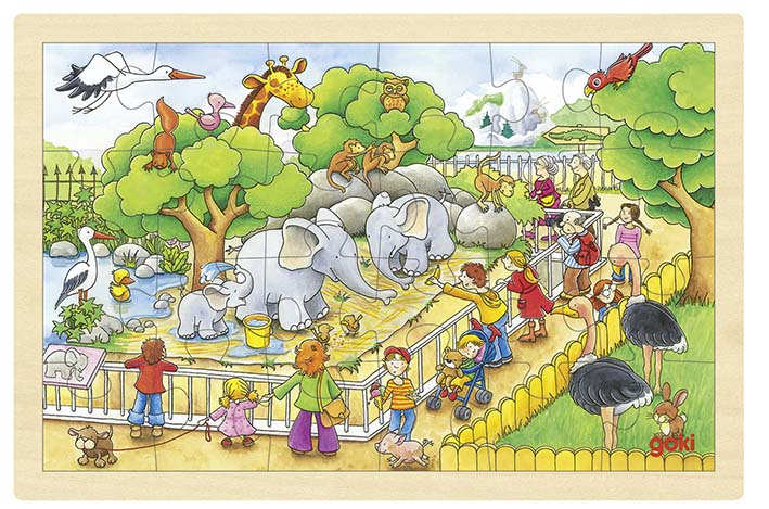 Puzzle din lemn Goki - Gradina zoologica