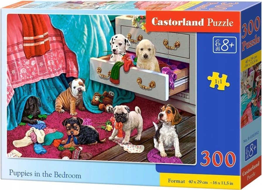 Puzzle Castorland din 300 de piese - Catelusi in dormitor