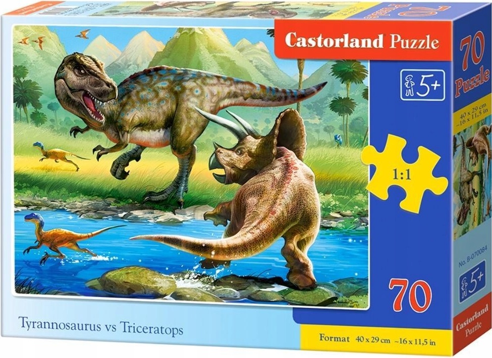 Puzzle Castorland din 70 de piese - Tiranosaurul impotriva Triceraptosului