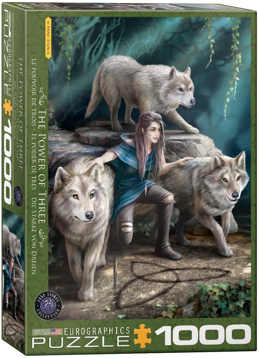 Puzzle Eurographics din 1000 de piese - The Power of Three by Anne Stokes