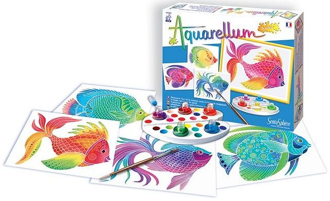 Set de colorat cu acuarele Sentosphere Aquarellum Junior - Pesti