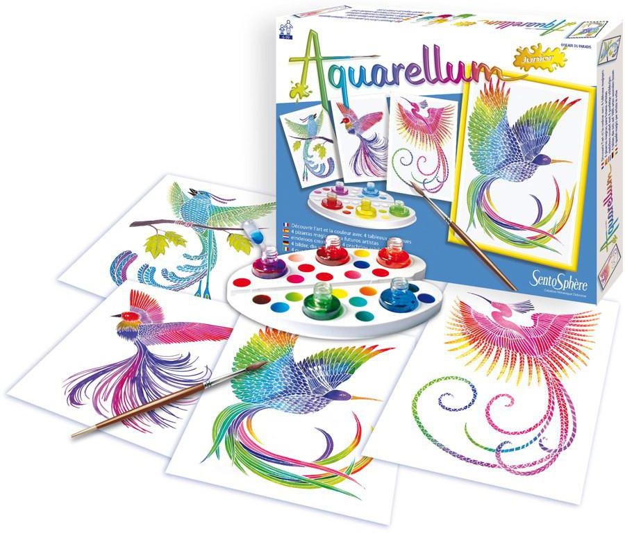 Set de colorat cu acuarele Sentosphere Aquarellum Junior - Pasarile paradisului