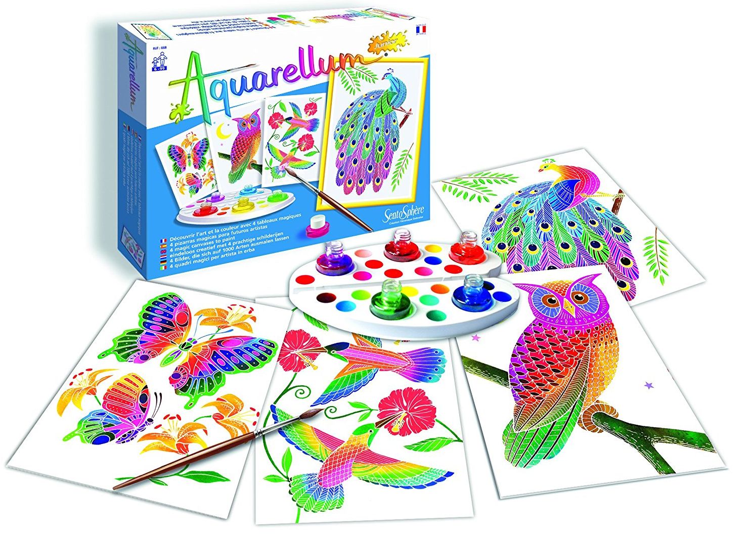 Set de colorat cu acuarele Sentosphere Aquarellum Junior - Pasari