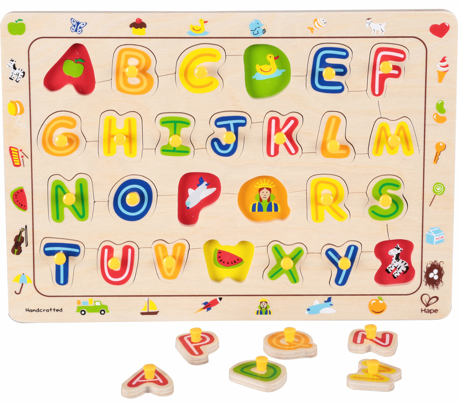 Puzzle din lemn cu manere Hape - Alfabet