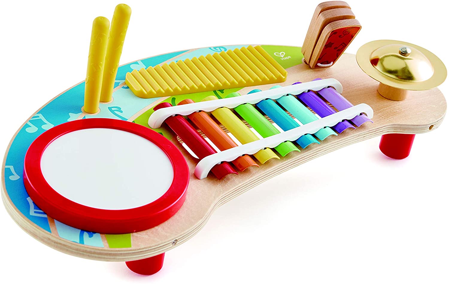 Masa muzicala pentru copii Hape - 5 instrumente muzicale, din lemn