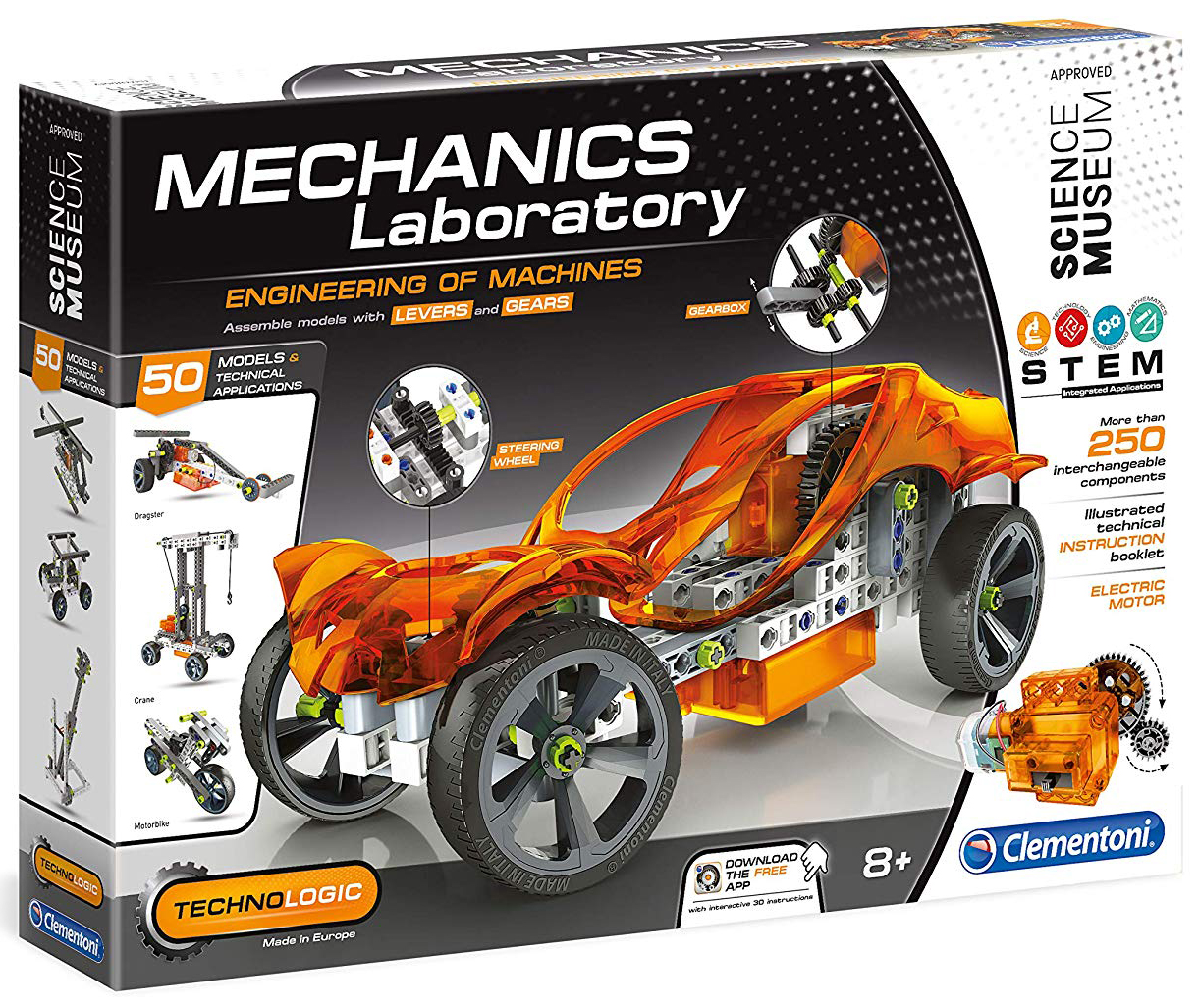 Constructor Clementoni Mechanics Laboratory - Masini, 250 piese