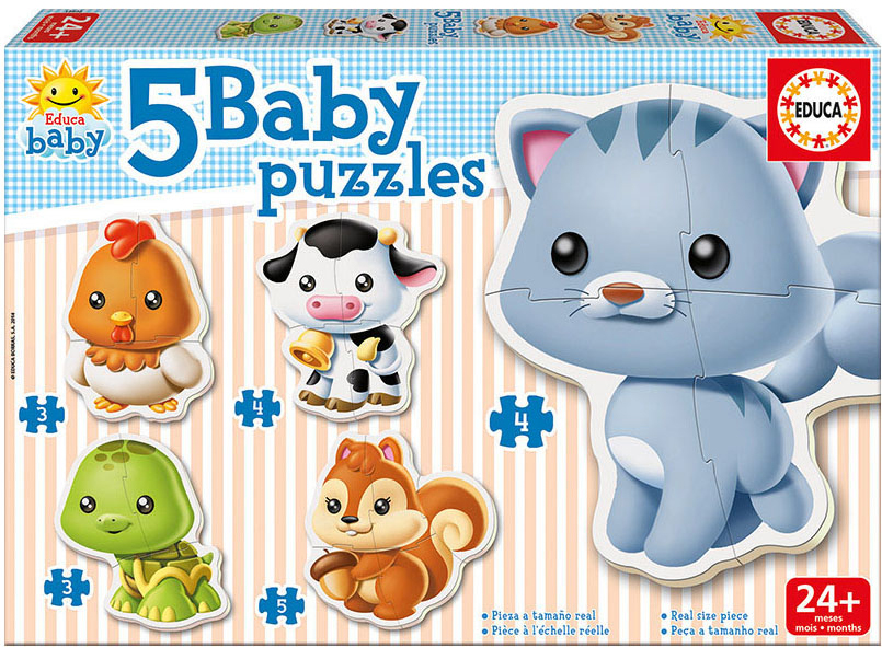 Puzzle pentru bebelus Educa 5 in 1 - Baby Animals